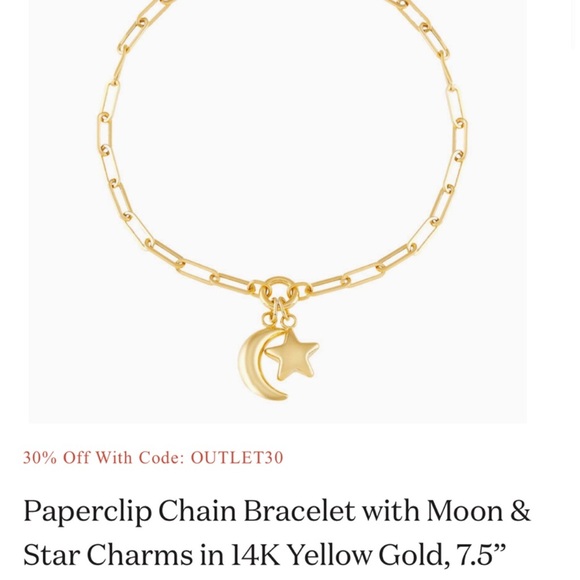 Helzberg Diamonds Gold Paperclip Chain Bracelet with Celestial Charms - Picture 1 of 2